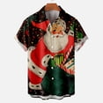 thumbnail image 2 of IROINNID Christmas Vacation T-shirt for Men Funny Print Button Up Red Shirt Hawaiian Xmas Vacation Gift Tops,Olive Green, 2 of 5