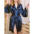 thumbnail image 3 of luethbiezx Women Satin Robe Kimono Night Gown Wedding Bridesmaid Robes Sleepwear Bathrobe, 3 of 3