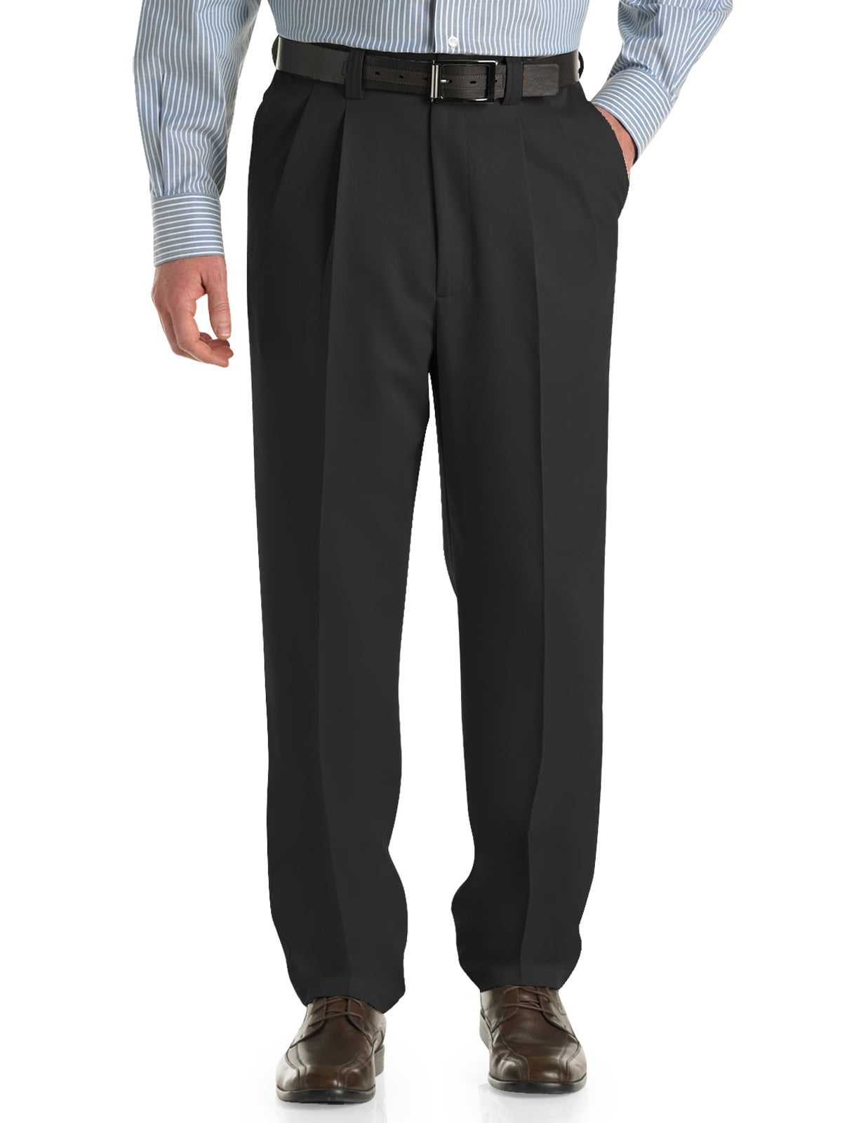 Oak Hill by DXL Men's Big and Tall Waist-Relaxer Pleated Microfiber ...