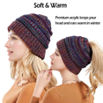 thumbnail image 2 of IC ICLOVER Winter Hat Ponytail Beanie Hat for Women, Soft Stretch Cable Knit Messy Bun Beanie,Trendy and Warm - Multicolor, 2 of 8