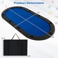 thumbnail image 3 of Gymax 84'' x 42'' 10-Player Foldable Padded Poker Table Top w/ Carrying Bag Cup Holders Blue, 3 of 10