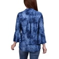 thumbnail image 3 of NY Collection Women's Petite 3/4 Bell Sleeve Pleat Front Y Neck Top, 3 of 4