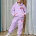 thumbnail image 6 of WMQPNNS Girls Sweatsuit Set 2 Piece Outfits Boys Oversized Sweatshirt and Baggy Sweatpants with Pockets Tracksuit Set(Size 6-7 Years, Purple), 6 of 7