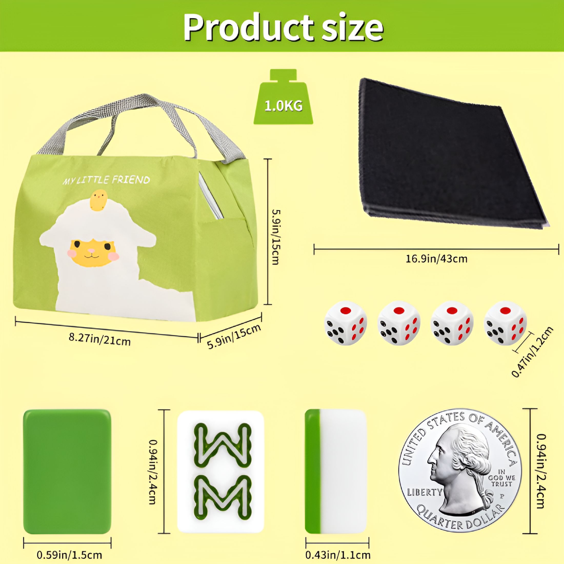 BESTSKY 2026 New Traditional Mini Chinese Mahjong Game Set 144 Tiles,With Portable Handbag,Tile Size-2.4 * 1.5 * 1.1 Cm(1.0 * 0.6 * 0.5 Inches)