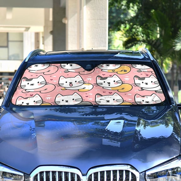 Cats in Pink Automotive Front Car Windshield Sun Shade Reflector Foldable for Front Fit for Cars Truck SUVs