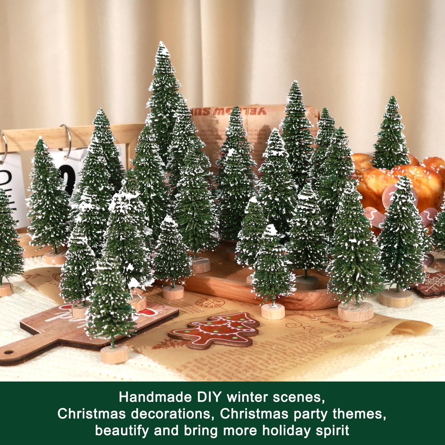Ayieyill 30-Piece Mini Sisal Christmas Trees with Wood Base photo 3