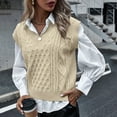 thumbnail image 2 of Gilet Tricoté Style Collège pour Femmes Sans Manches Col en V Rétro Vêtement d'Extérieur, 2 of 6