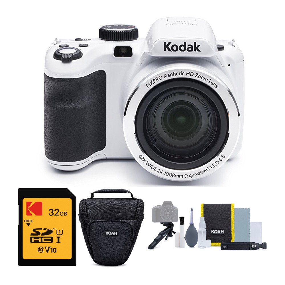 Kodak PIXPRO AZ421 Digital Camera (White) with 32GB SD Card and