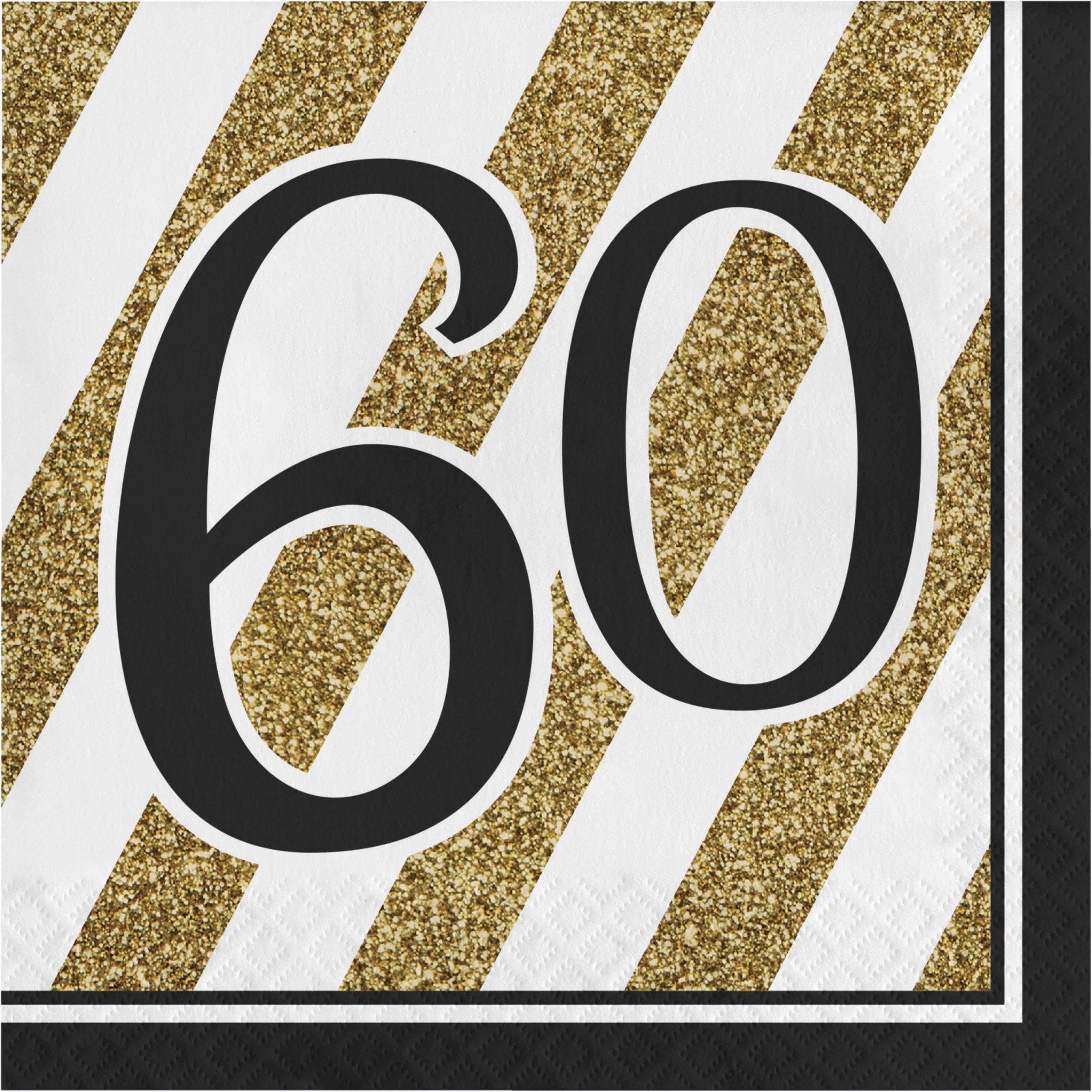 Black and Gold 60th Birthday Napkins, 48-Pack