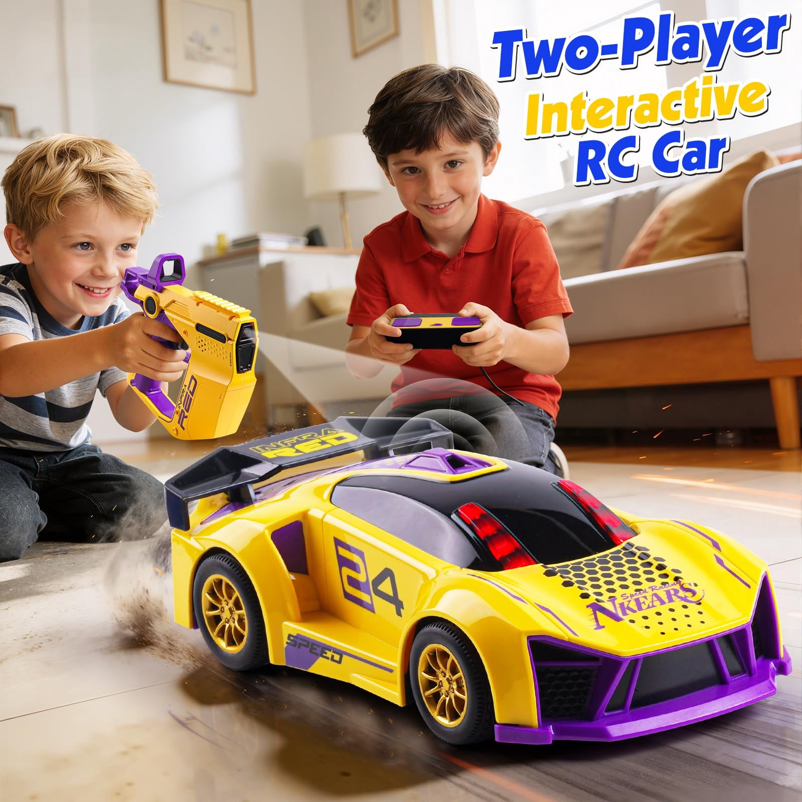 3 IN 1 Remote Control Car for Kids,2.4GHz RC Stunt Car Toys with Flip Effects,Racing and Drifting,Family-Friendly,Gift for Boys Girls,Yellow