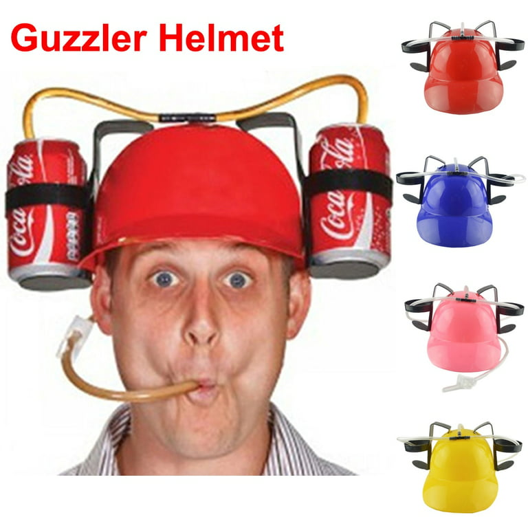 Beer Cola Guzzler Helmet Lazy lounged Straw Cap Birthday Party Cool Unique  Toy Prop Holder Game Hat Drinking Coke Soda Miner Hat 