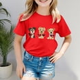 thumbnail image 2 of Baby Girl Clothes Cute Print Short Sleeve T Shirt Round Neck Toddler Girls Clothes for Daily Wear Red 11-12 Years, 2 of 5