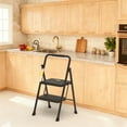 thumbnail image 2 of Jocauto 2-Step Ladder, Folding Step Stools for Adults with Wide Anti-Slip Pedals, Max Load Capacity 500lbs Sturdy Steel Ladder, Lightweight, Convenient Handle, Portable Steel Step Stool, Black, 2 of 9