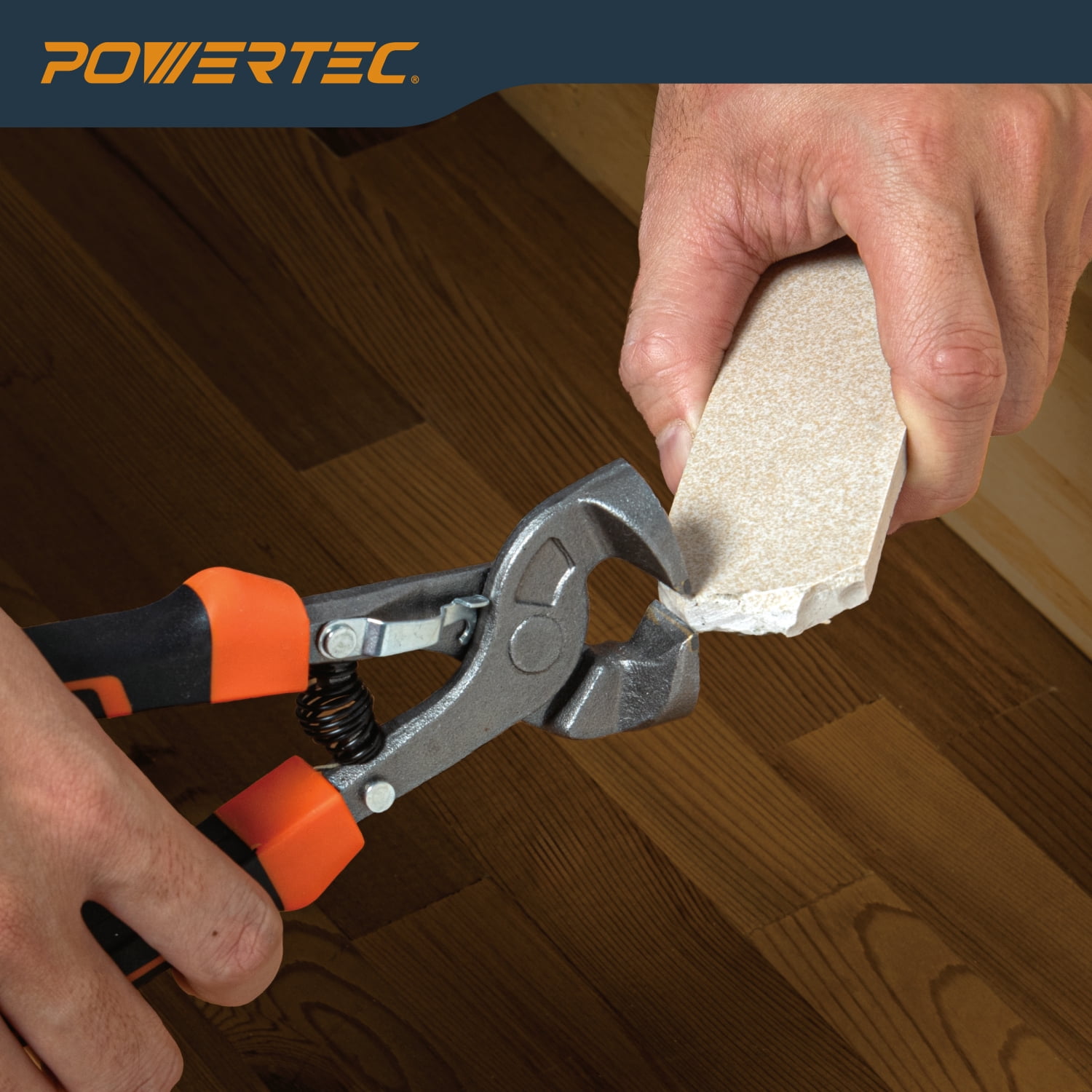 POWERTEC 8 inch Tile Nippers with Ergonomic Grip, for Trimming Tile and Mosaics to Desired Shape on Glass, Ceramic and Porcelain Tile up to 3/8" Thick (71900N)
