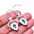thumbnail image 2 of Malachite - Congo & White Topaz Designer 925 Sterling Silver Earring 1.72" E38, Gemstone Silver Jewelry, New Year Sale, Valentin's Day Gift, 2 of 2