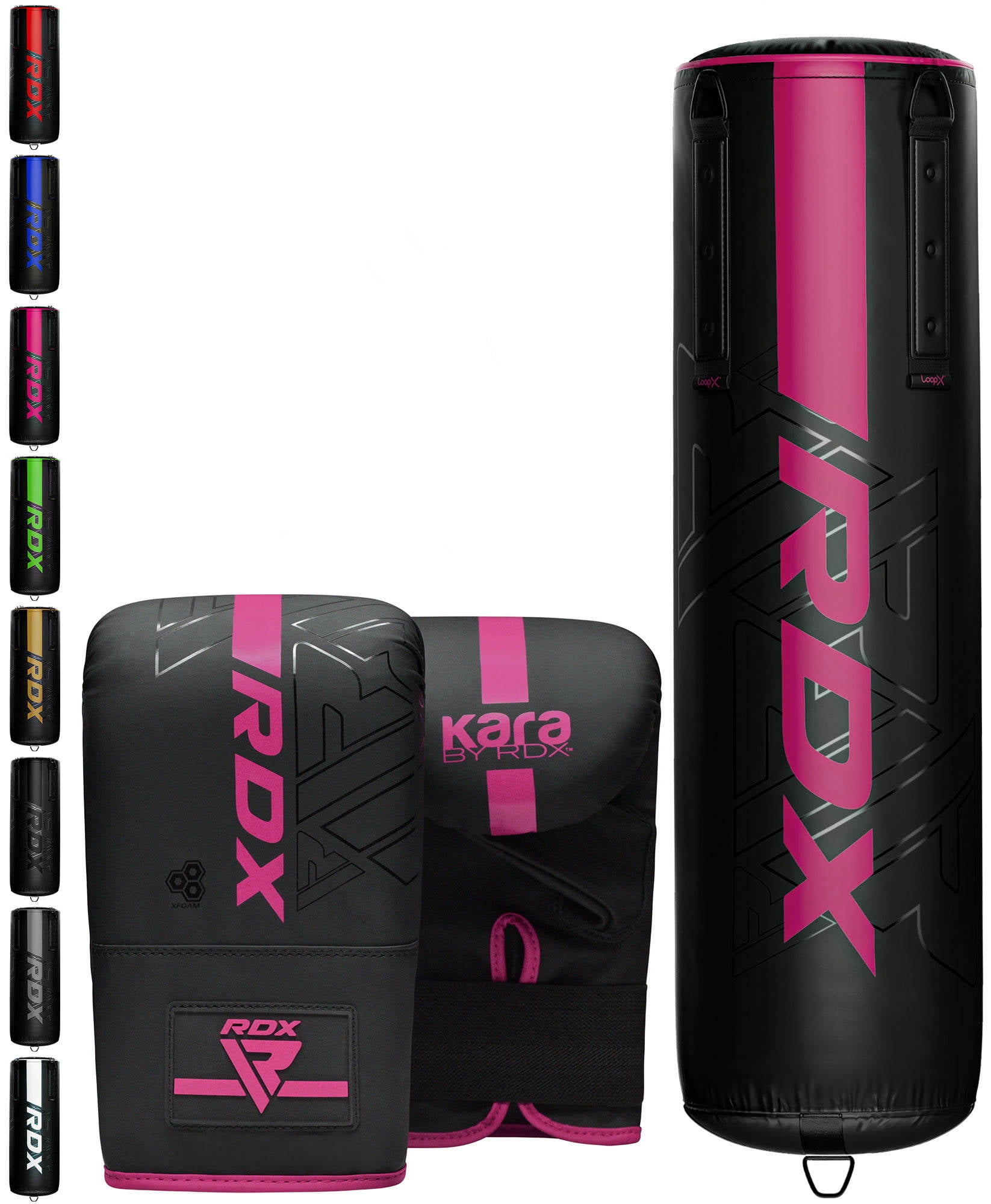RDX Punch Bag 60LB,80LB, Leather Adult Punch Bag and Boxing Gloves, 4ft, Pink