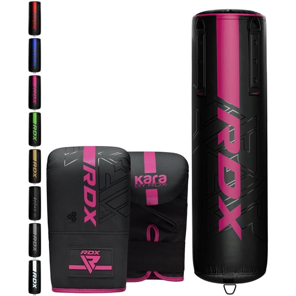 RDX Punch Bag 60LB,80LB, Leather Adult Punch Bag and Boxing Gloves, 4ft, Pink