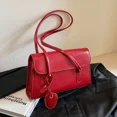 thumbnail image 3 of Bolsos de hombro de moda con bolsillo con solapa sólida y compartimento interior con cremallera de PU para mujer 2024 Bolsos de alta calidad para mujer, 3 of 5