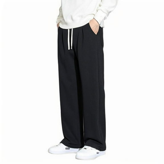 POROPL Mens Sweatpants Cotton Straight Drawstring Pants with Pockets Size S-4XL