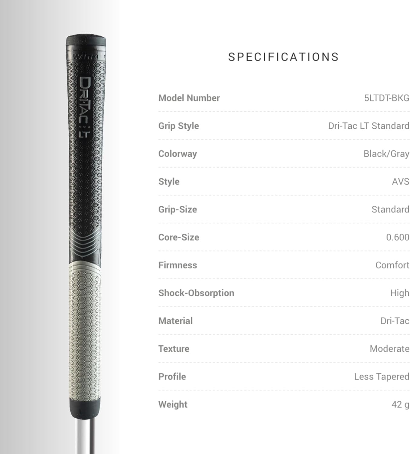 Winn Grips Dri-Tac LT Series Golf Grip Bundle - 7 Piece, Polymer Technology, Shock Absorption