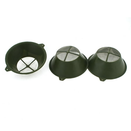 Flat Bottom Strainer - Unique Bargains 3Pcs Nylon Mesh Bottom Plastic Paint Filters Strainers Sieve Army Green