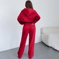 thumbnail image 4 of Kixjoy Lounge Sets for Women Plus Size Hooded Hoodies and Pants 2 Piece Long Sleeve Workout Fashion Sweatsuit Plain Warm Winter Womens Clothing with pockets, Red XL, 4 of 4