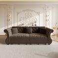 thumbnail image 3 of Chesterfield Pull Out Convertible Sofa Bed, Classic Flower Tufted Velvet Loveseat Sleeper Couch With Roll Arms and Pillows, for Living Room Apartment Office, 3 of 16