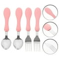 thumbnail image 2 of Kids Tableware Pink Stainless Steel Children Safe Forks 4Pcs 5.7 x 1 x 0.4In, 2 of 8
