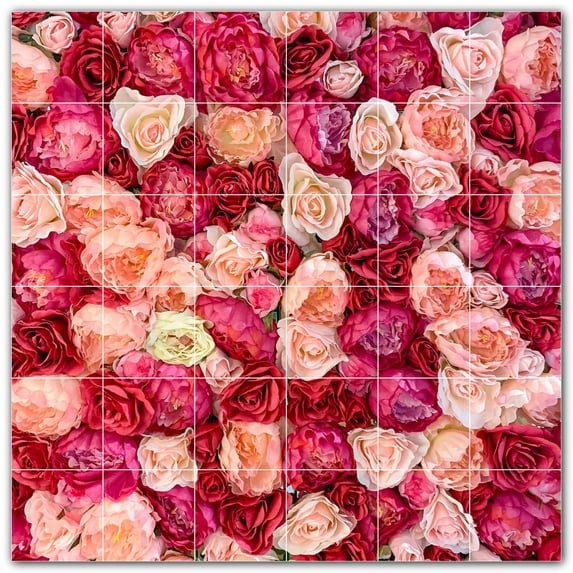Picture-Tiles.com: Flowers Ceramic Tile Wall Mural WAL500619-66M. 36"W x 36"H using (36) 6" x 6" Ceramic Tiles-Satin Finish