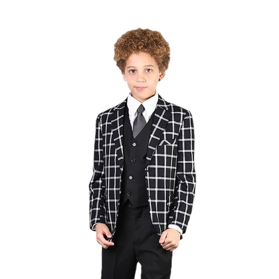 B-102 Black 3pc Compose Suit with Vest By Alberto Nardoni Brand Designer