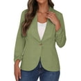 thumbnail image 6 of Women's One Button Cotton Blazers 3/4 Sleeve Casual Suit Jackets Lightweight Cardigan Jacket for Business Causal, 6 of 8