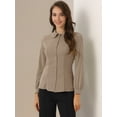 thumbnail image 2 of DARING DIVA Women's Peter Pan Collar Long Sleeve Shirt XS Coffee, 2 of 5