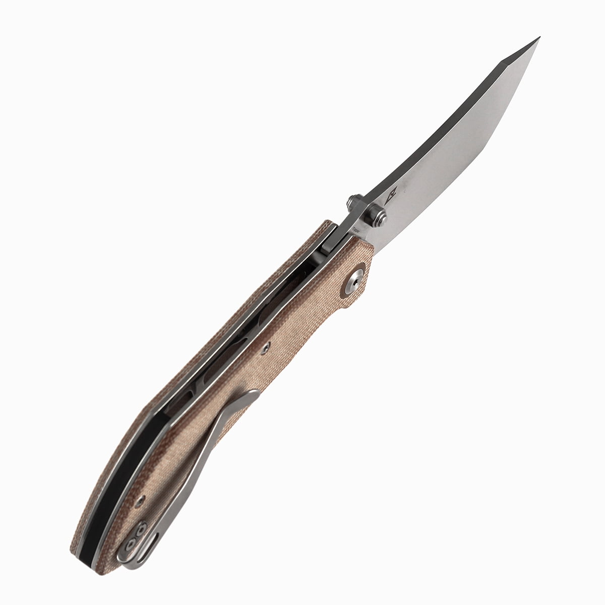 Tenable Tipper Folding Pocket Knife 3.39'' Stonewashed Nitro V Blade,Brown Micarta Handle,B1079A3