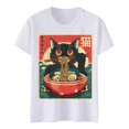thumbnail image 4 of Womens Anime Cat Ramen Graphic T-Shirts Japanese Funny Graphic Short Sleeve Tees Kawaii Cat Anime Gifts Tops, 4 of 5