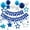 Blue, variant on Macaron Happy Birthday Banner Colorful Flag Bunting Circle Confetti Garland Swirl Streamers Honeycomb Ball for Birthday Party Decorations