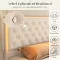 thumbnail image 5 of SIBEDS LED Bed Frame with 2 Storage Drawers Pockets and Soft Velvet Cream Tufted Headboard, Queen, 5 of 9