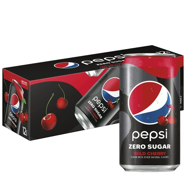 Pepsi Cola Zero Sugar Wild Cherry Soda Pop, 12 oz, 12 Pack Cans ...