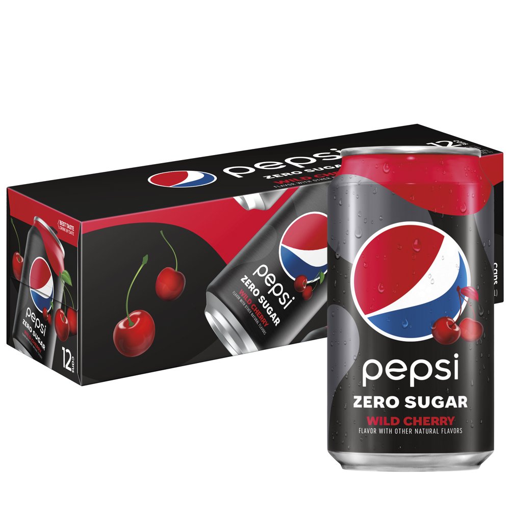 Pepsi Zero Sugar Wild Cherry Soda, 12 Fl. Oz., 12 Count