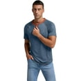 thumbnail image 3 of JWD Classic henley style Three button henley closure, Mens Henley Short Sleeve T-Shirt Cotton Casual Shirt Mens ShirtsSummer Daily T-Shirts Blue XL, 3 of 7