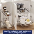 thumbnail image 6 of TinyHomie 10.5 in W x 21.5 in D 2 Tier Pull Out Cabinet Organizer, Sliding Storage Shelves for Kitchen Bathroom, 6 of 10