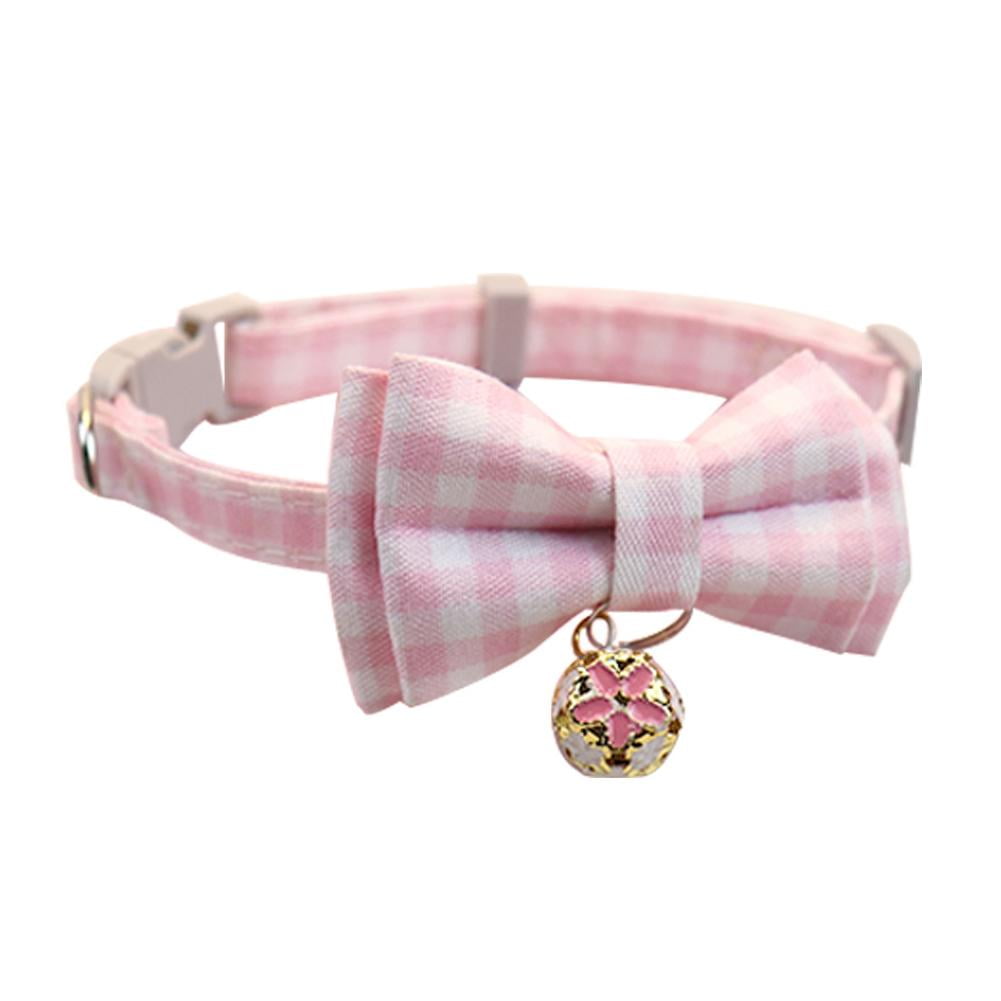 Adjustable Cat Collar With Bell & Bow Tie - Cute Dots Design For Kittens & Small Pets