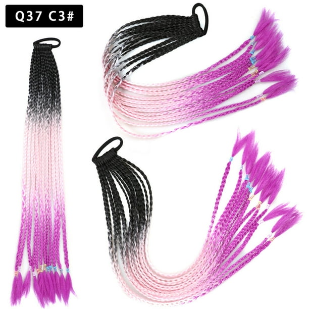 Zhuge 2 piezas de extensiones de cabello trenzado de colores, accesorios para extensiones de cabello trenzado con bandas de goma sintéticas para mujeres, C