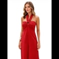 thumbnail image 2 of Mono para Mujer, Cuello Halter Cruzado, Pierna Recta, Mono Rojo Talla S, 2 of 8