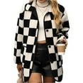 thumbnail image 2 of KRE Prime Women Double Take Checkered Button Front Coat with Pockets, 2 of 9