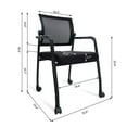 thumbnail image 4 of KLASIKA Waiting Room Chairs with Wheels, Adjustable Mesh Backrest, Desk Chair with Ergonomic Lumbar Support and Thickened Seats Cushion, Black, 4 of 7