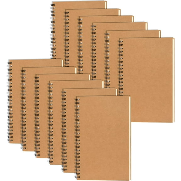 12 Pack A5 Blank Spiral Notebooks, Sketchbooks, Unlined Journals 5.5 x 8.3in, 50 Sheets 100 Pages, Diary Sketch Books for Drawing, Art, Students, Office