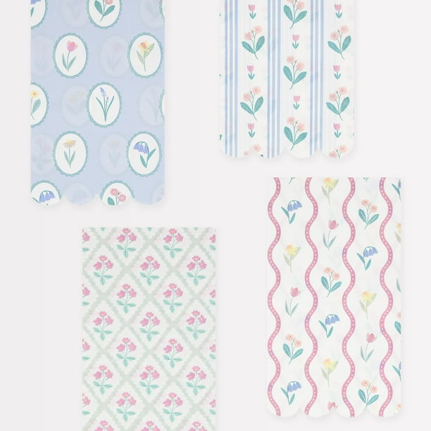 Juego de 16 toallas Meri Meri Flower, 3 capas, 11 x 20 cm