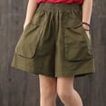 thumbnail image 6 of Sakmal Cargo Shorts for Women Summer Wide Leg Khaki Green High Waisted Solid 6" Shorts with Pockets, 6 of 7