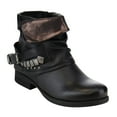 thumbnail image 1 of Fold-over Slouchy Buckled Strap Studs Ankle Booties Women's Boots Black - 6, 1 of 5
