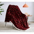 thumbnail image 6 of Christmas Sherpa Fleece Throw Blanket, Super Soft Warm Buffalo Plaid Plush Blankets and Throws, Warm Winter Cozy Fuzzy Blanket for Couch Sofa Bed (Red, 50" x 60"), 6 of 6